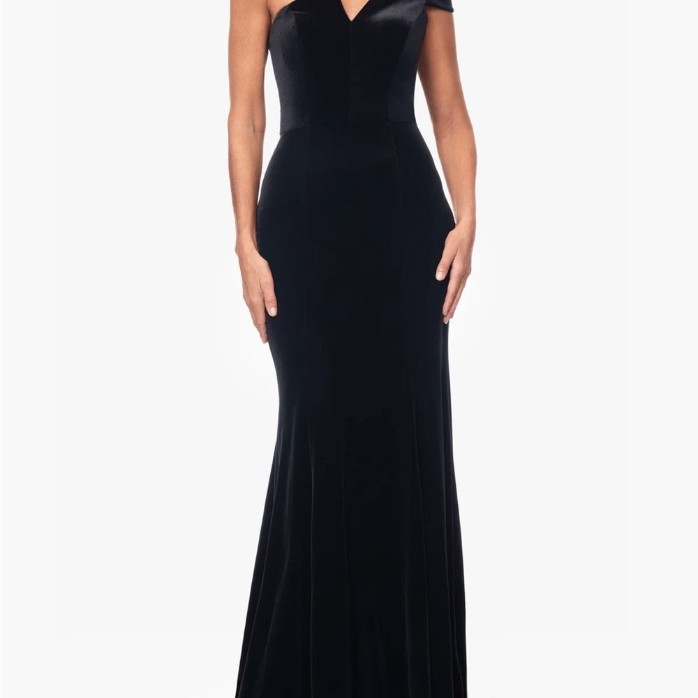 Betsy & Adam One Shoulder Black Dress